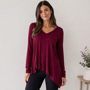 Chico's NWT Red Tunic Top Blouse Asymmetrical Stretch Lightweight Summer Sz XXL